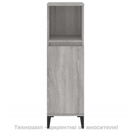 Шкаф за баня, сив сонома, 30x30x100 см, инженерно дърво