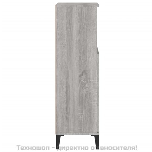 Шкаф за баня, сив сонома, 30x30x100 см, инженерно дърво