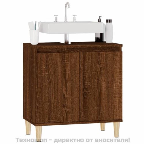 Шкаф за мивка, кафяв дъб, 58x33x60 см, инженерно дърво