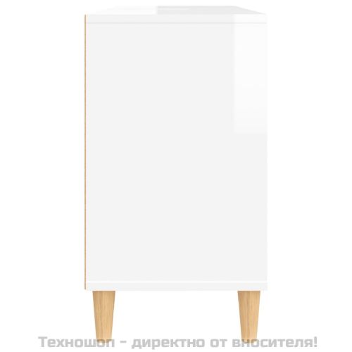 Шкаф за мивка, бял гланц, 80x33x60 см, инженерно дърво