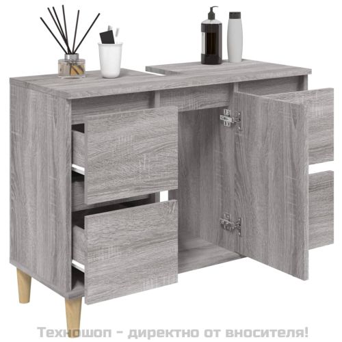 Шкаф за мивка, сив сонома, 80x33x60 см, инженерно дърво