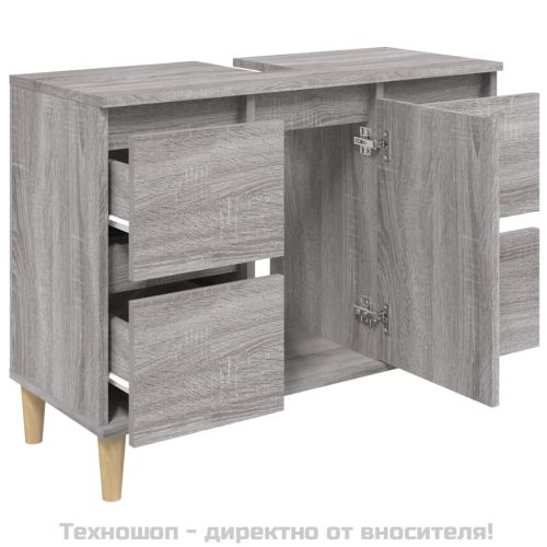 Шкаф за мивка, сив сонома, 80x33x60 см, инженерно дърво