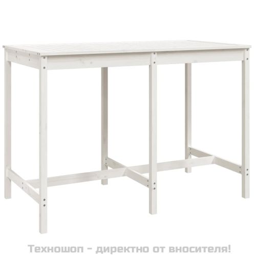 Градинска маса, бяла 159,5x82,5x110 см, борово дърво масив