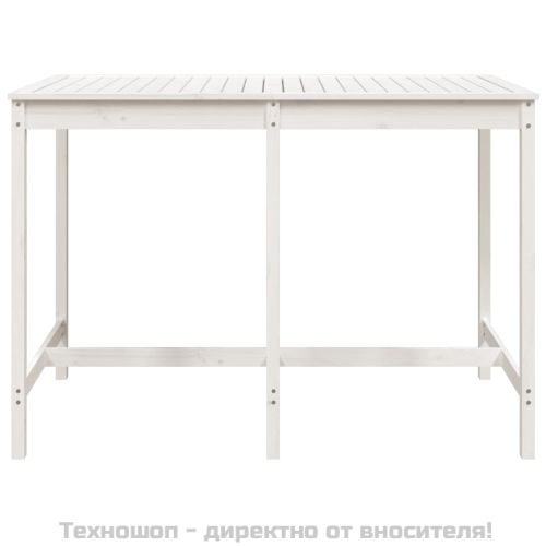 Градинска маса, бяла 159,5x82,5x110 см, борово дърво масив