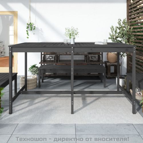 Градинска маса, сива, 203,5x90x110 см, борово дърво масив