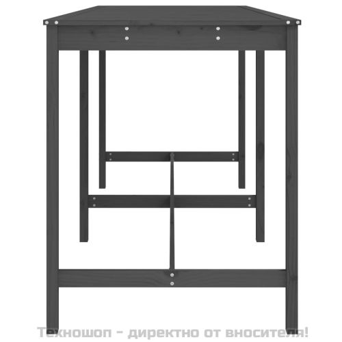 Градинска маса, сива, 203,5x90x110 см, борово дърво масив