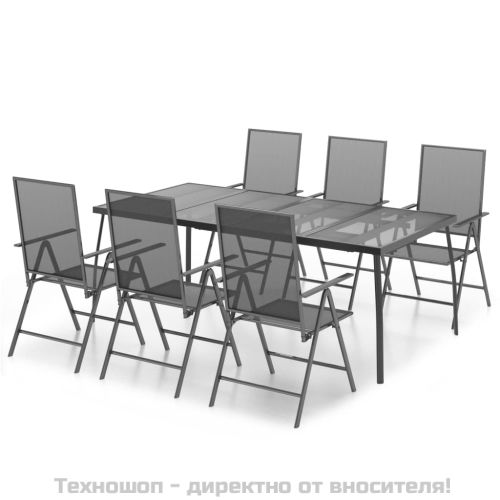 Градински трапезен комплект от 7 части, антрацит, стомана