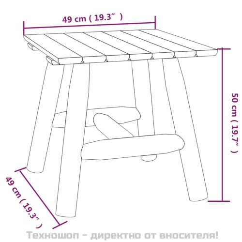 Странична маса, 49x49x50 cм, смърч масив