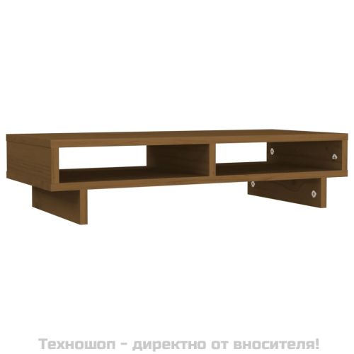 Поставка за монитор, меденокафява, 60x27x14 см, бор масив