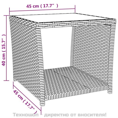 Градински лаундж комплект от 3 части черен полиратан и стомана