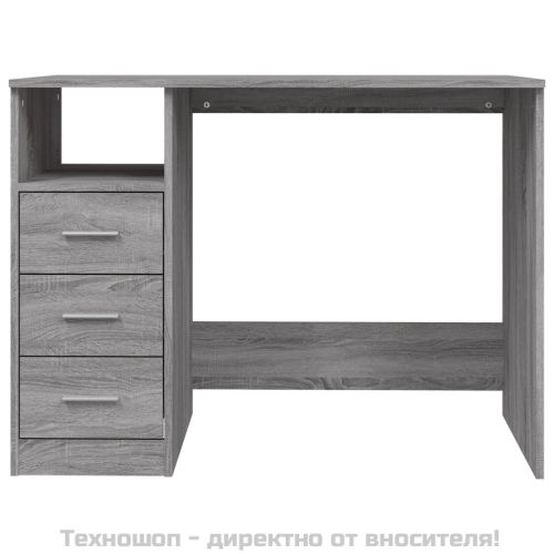Бюро с чекмеджета, сив сонома, 102x50x76 см, инженерно дърво