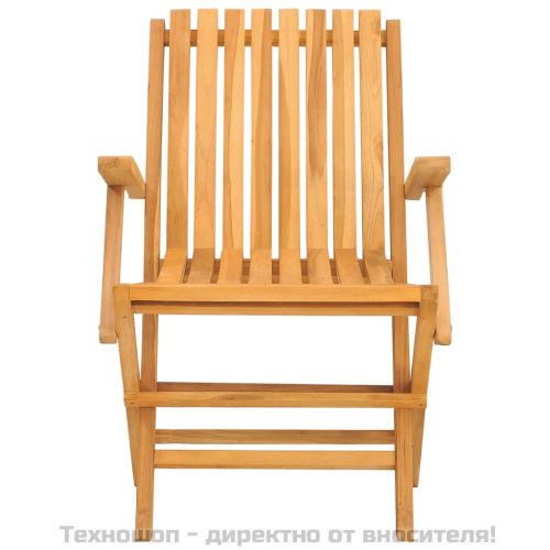 Сгъваеми градински столове, 2 бр, 61x67x90 см, тик масив