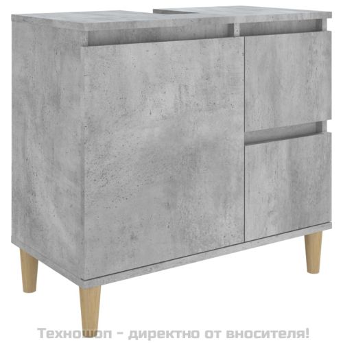 Шкаф за баня, бетонно сив, 65x33x60 см, инженерно дърво