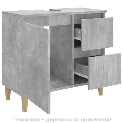 Шкаф за баня, бетонно сив, 65x33x60 см, инженерно дърво