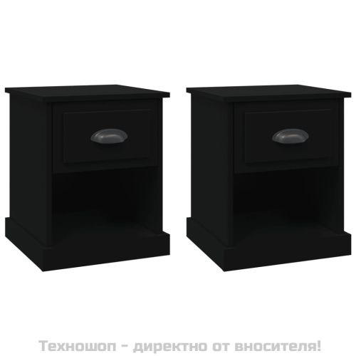 Нощни шкафчета, 2 бр, черни, 39x39x47,5 см, инженерно дърво