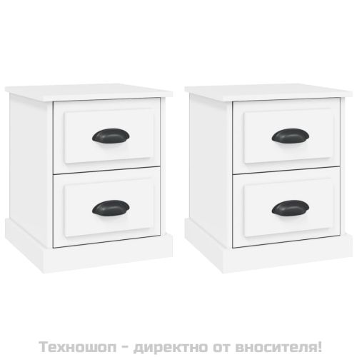 Нощни шкафчета, 2 бр, бели, 39x39x47,5 см, инженерно дърво
