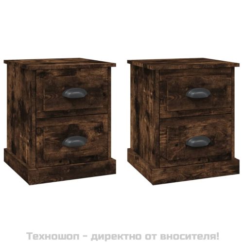 Нощни шкафчета 2 бр опушен дъб 39x39x47,5 см инженерно дърво