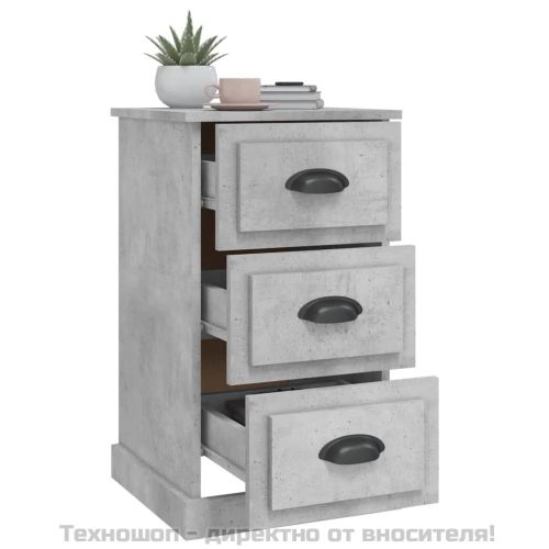 Нощно шкафче, бетонно сиво, 39x39x67 см, инженерно дърво