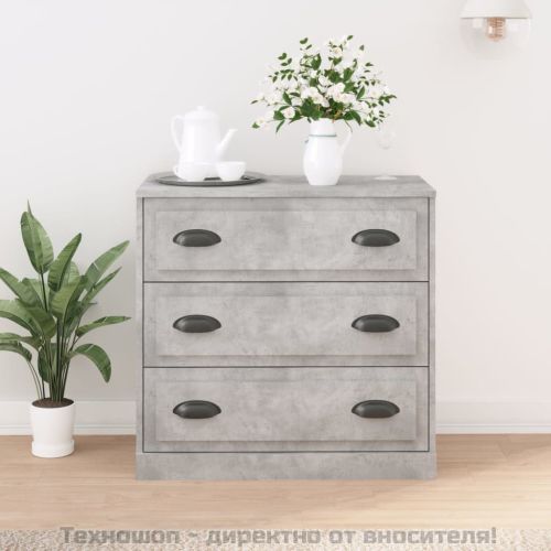 Сайдборд, бетонно сив, 70x35,5x67,5 см, инженерно дърво