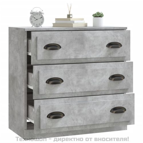 Сайдборд, бетонно сив, 70x35,5x67,5 см, инженерно дърво