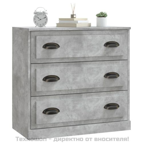 Сайдборд, бетонно сив, 70x35,5x67,5 см, инженерно дърво