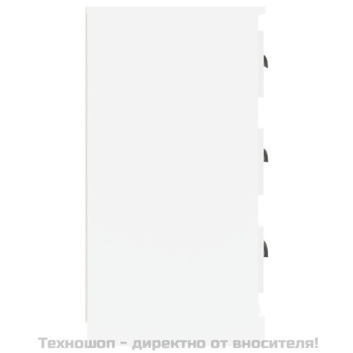 Сайдборд, бял гланц, 70x35,5x67,5 см, инженерно дърво