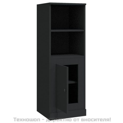 Висок шкаф, черен, 36x35,5x103,5 cm, инженерно дърво