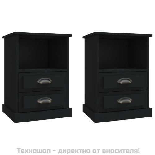 Нощни шкафчета, 2 бр, черно, 43x36x60 см