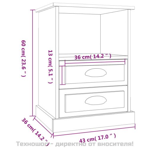 Нощни шкафчета, 2 бр, черно, 43x36x60 см