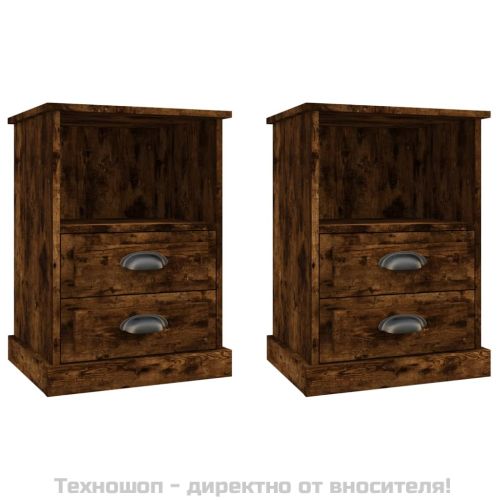 Нощни шкафчета, 2 бр, опушен дъб, 43x36x60 см
