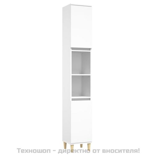 Комплект мебели за баня от 3 части, бял, инженерно дърво