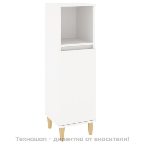 Комплект мебели за баня от 3 части, бял, инженерно дърво