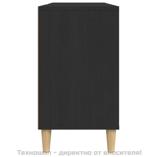 Шкаф за мивка, черен, 80x33x60 см, инженерно дърво