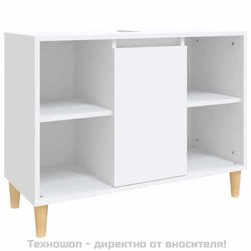 Шкаф за мивка, бял, 80x33x60 см, инженерно дърво