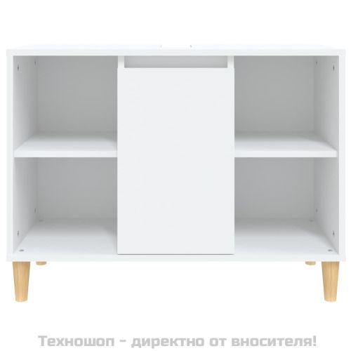Шкаф за мивка, бял, 80x33x60 см, инженерно дърво