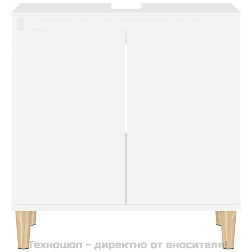 Шкаф за мивка, бял, 58x33x60 см, инженерно дърво