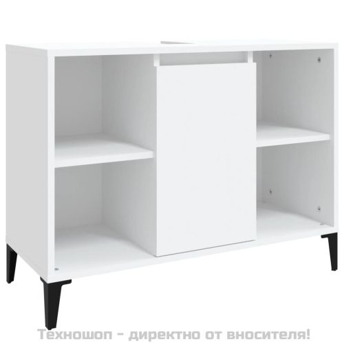 Шкаф за мивка, бял, 80x33x60 см, инженерно дърво