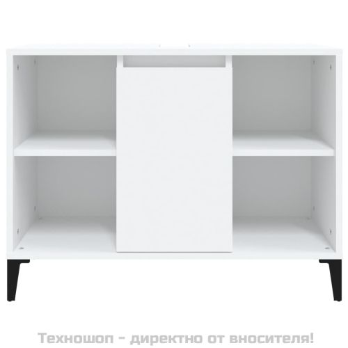 Шкаф за мивка, бял, 80x33x60 см, инженерно дърво