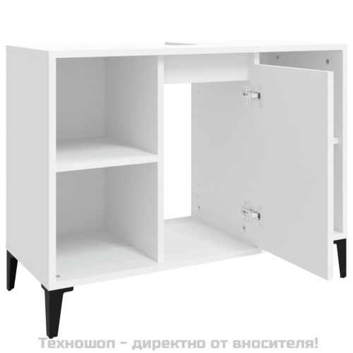 Шкаф за мивка, бял, 80x33x60 см, инженерно дърво