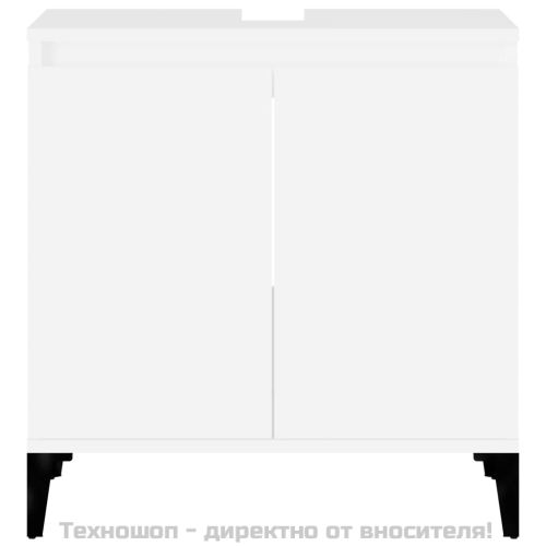 Шкаф за мивка, бял, 58x33x60 см, инженерно дърво