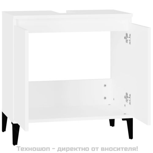 Шкаф за мивка, бял, 58x33x60 см, инженерно дърво