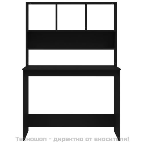 Бюро с рафтове, черно, 102x45x148 см, инженерно дърво