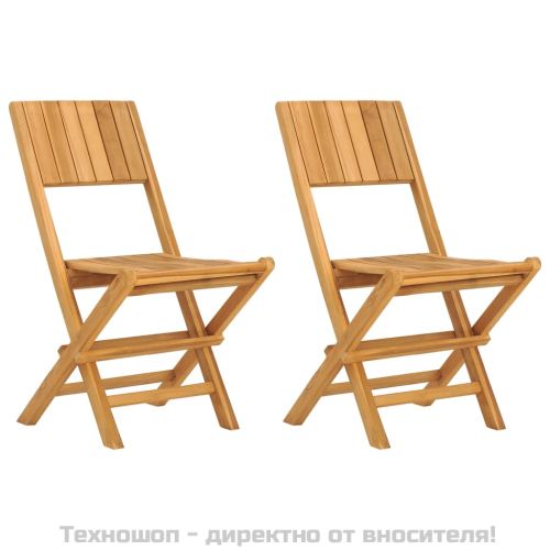 Сгъваеми градински столове, 2 бр, 47x61x90 см, тик масив