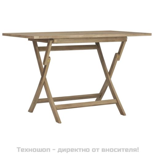 Сгъваема градинска маса, сива, 120x70x75 см, тиково дърво масив
