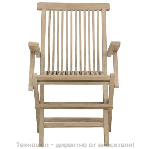 Сгъваеми градински столове, 2 бр, сиви, 56x61x89 см, тик масив