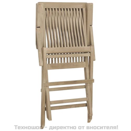 Сгъваеми градински столове, 2 бр, сиви, 56x61x89 см, тик масив