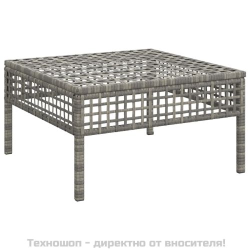 Градинска табуретка за крака с възглавница, сива, полиратан