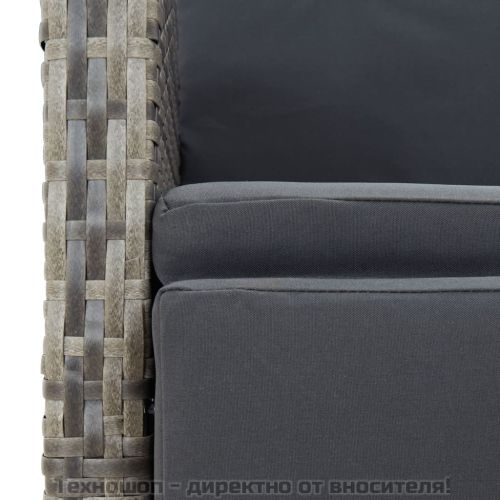 Градински трапезен комплект 7 части с възглавници сив полиратан