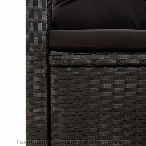 Градински трапезен комплект 7 части възглавници черен полиратан