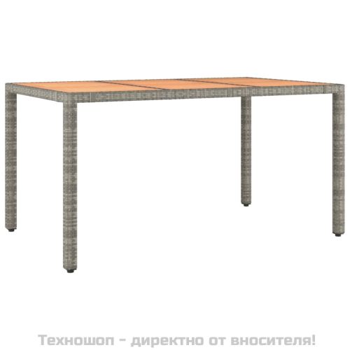 Градински трапезен комплект 7 части с възглавници сив полиратан